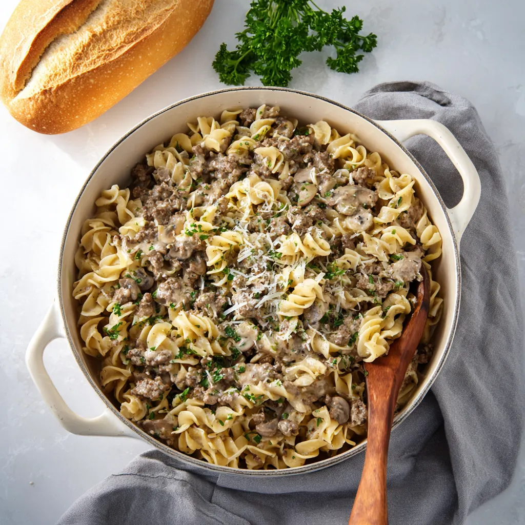 QUICK GROUND BEEF STROGANOFF