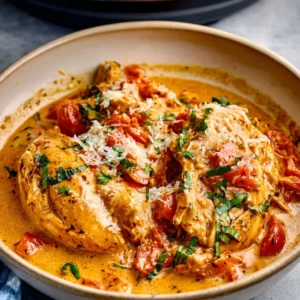 SLOW COOKER CREAMY TOMATO BASIL CHICKEN IRRESISTIBLE 2 Slow Cooker Creamy Tomato Basil Chicken served as a delicious and easy featured meal.