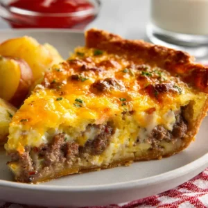 ULTIMATE CHEESEBURGER PIE RECIPE 2 A delicious Cheeseburger Pie is displayed as a featured image, showcasing its cheesy topping and savory filling.