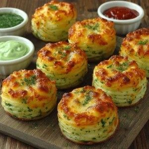 ULTIMATE STUFFED MASHED POTATO NESTS 2 A close-up showcases golden-brown Stuffed Mashed Potato Nests, filled with a savory mixture, ready to be served as a delicious appetizer or side dish.
