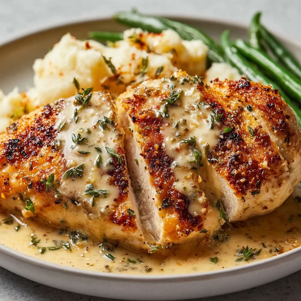 Creamy Garlic Parmesan Chicken Breast glistening with sauce, ready to be served.