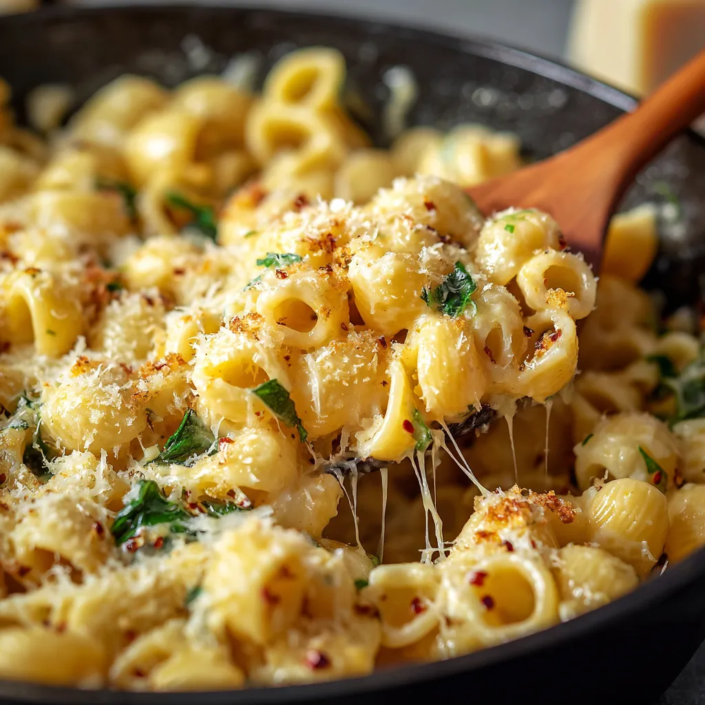 Close-up of creamy Butter Parmesan Pasta, showcasing its texture and cheesy goodness.