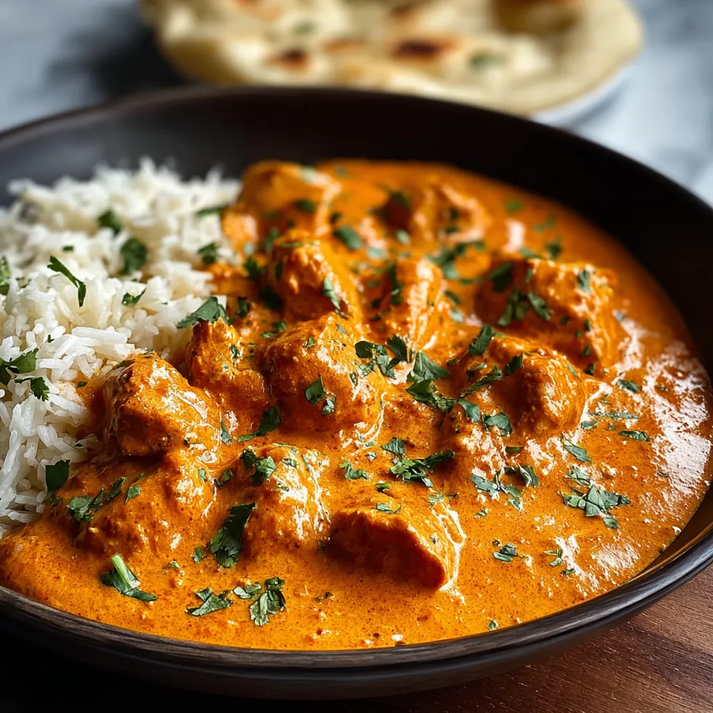 A close-up shot of creamy, delicious Butter Chicken served as a second helping, complementing the main course image.