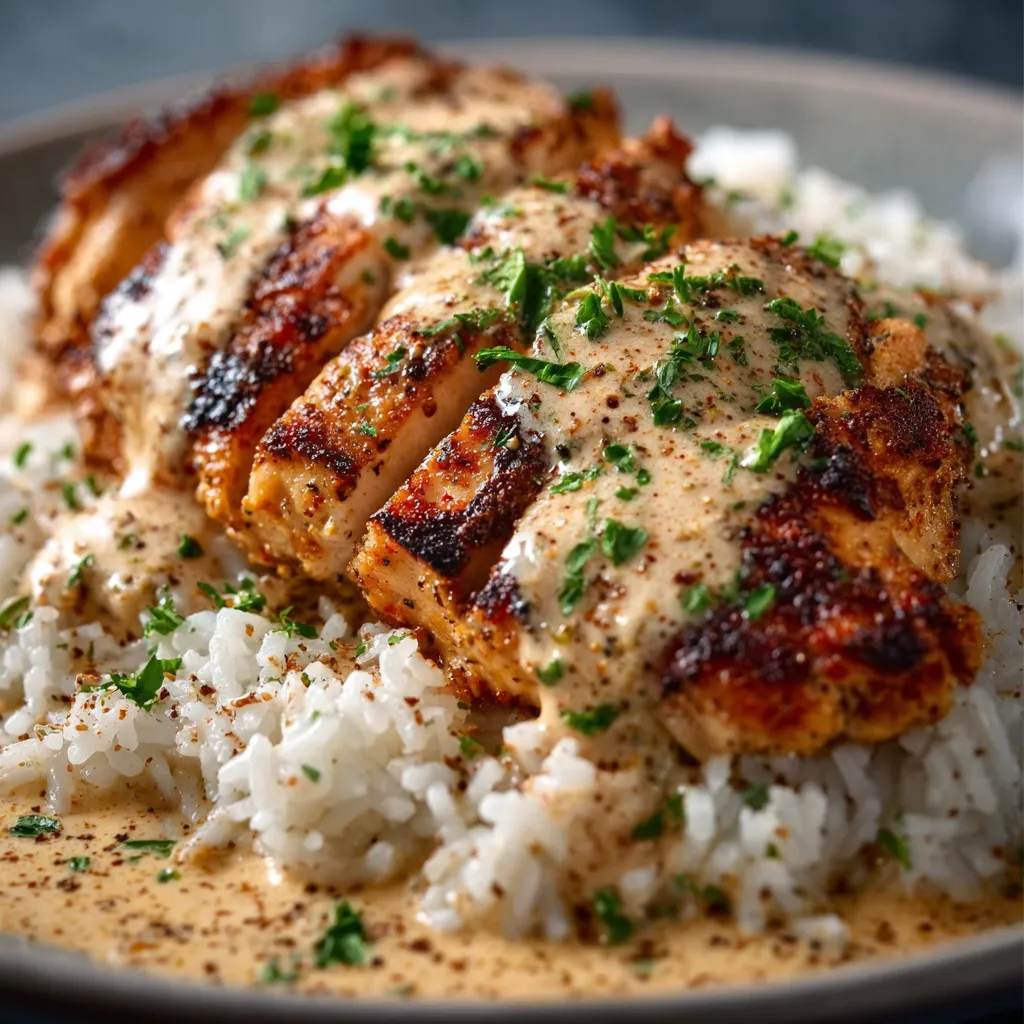 Close-up showing the creamy texture and Cajun seasoning on the delicious Creamy Cajun Chicken dish.