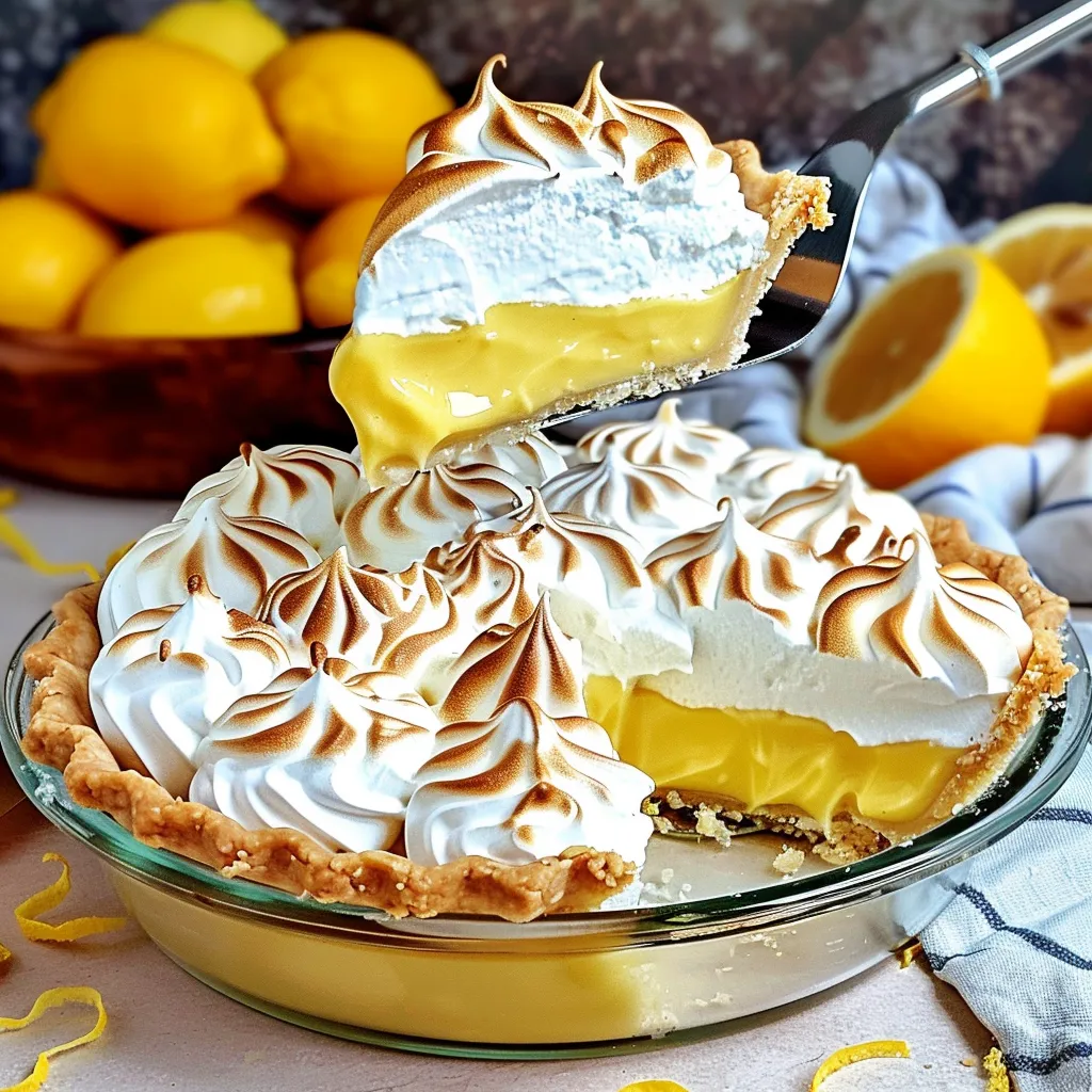 Close-up showing the fluffy meringue topping on a delicious slice of Lemon Meringue Pie.