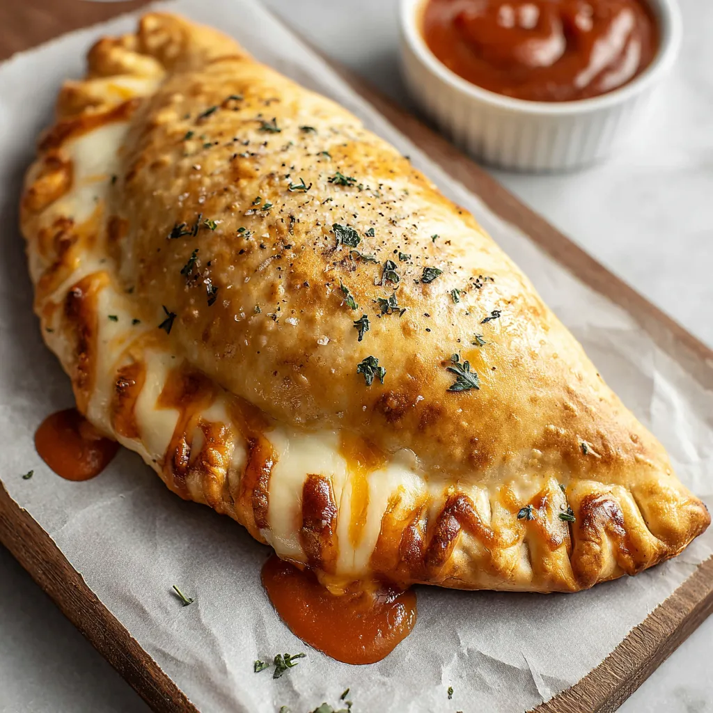 A close-up image showing the filling inside Pizza Hot Pockets.
