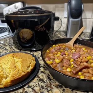Pinto Beans with Smoked Ham Hocks and Cornbread: The Coziest Southern Bowl You’ll Crave 3 lina033321 Amateur smartphone kitchen snapshot on a speckled 7d777a0d d160 4241 b5d2 48fd4fae9233 1 - Pinto Beans with Smoked Ham Hocks and Cornbread: The Coziest Southern Bowl You’ll Crave