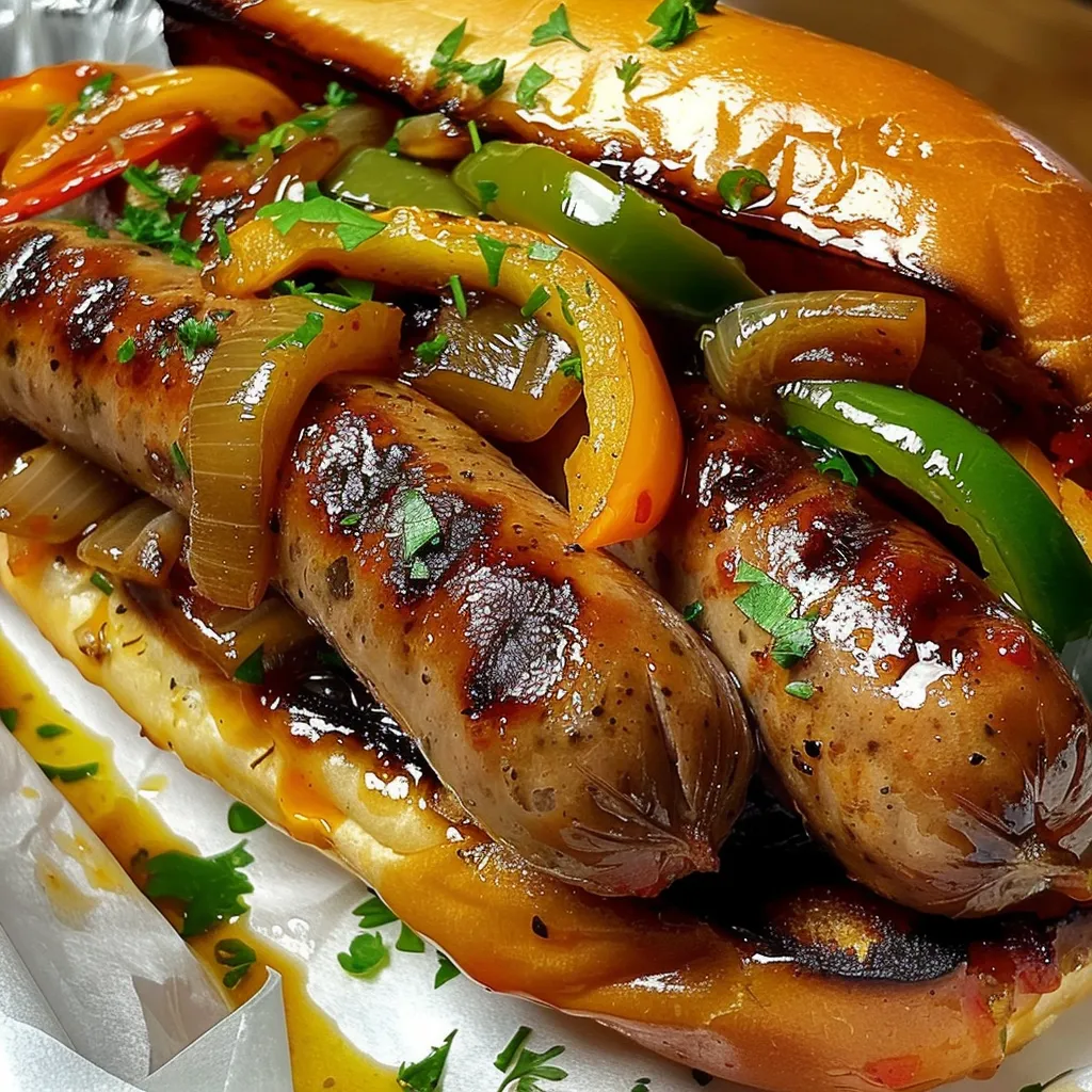 Italian Sausage with Peppers and Onions 1 lina033321 close up of an Italian sausage and peppers sandwic 62a99adf 9d85 42ba 8946 3619d1297a7b 1 - Italian Sausage with Peppers and Onions
