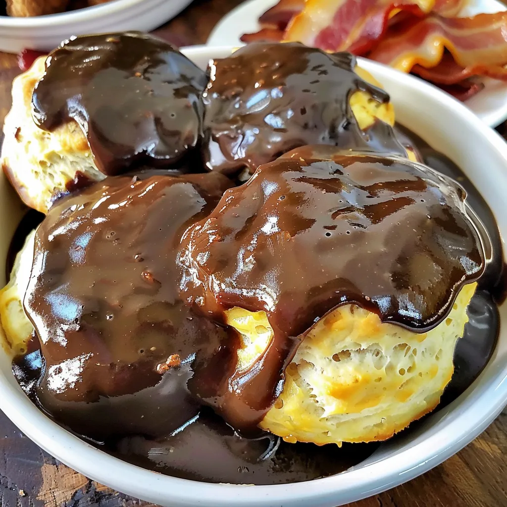 Southern Chocolate Gravy with Hot Biscuits – Old-School Breakfast Magic 2 lina033321 hot fluffy buttermilk biscuits in a shallow white e1755b56 5fab 47d2 b45d f2dcc2811bc2 0 - Southern Chocolate Gravy with Hot Biscuits – Old-School Breakfast Magic
