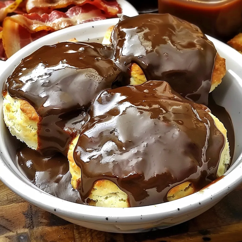 Southern Chocolate Gravy with Hot Biscuits – Old-School Breakfast Magic 1 lina033321 hot fluffy buttermilk biscuits in a shallow white e1755b56 5fab 47d2 b45d f2dcc2811bc2 3 - Southern Chocolate Gravy with Hot Biscuits – Old-School Breakfast Magic