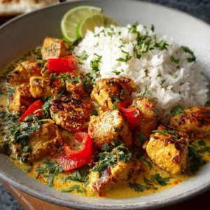 AMAZING BRAZILIAN COCONUT CHICKEN 2 Close-up featured image of delicious Brazilian Coconut Chicken, showcasing its creamy sauce and vibrant garnishes.