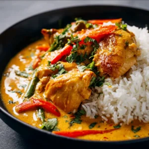 BEST COCONUT CURRY CHICKEN EVER 2 Delicious Coconut Curry Chicken served as a featured image.