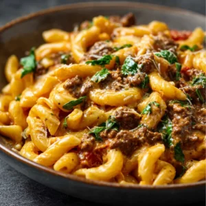 BEST CREAMY BEEF PASTA 2 Delicious Beef Pasta dish featured in a food blog article.