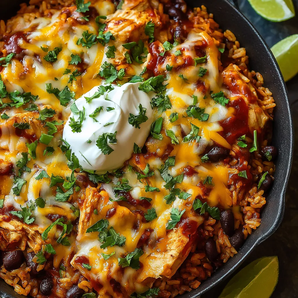 CHICKEN RICE ENCHILADA SKILLET AMAZING