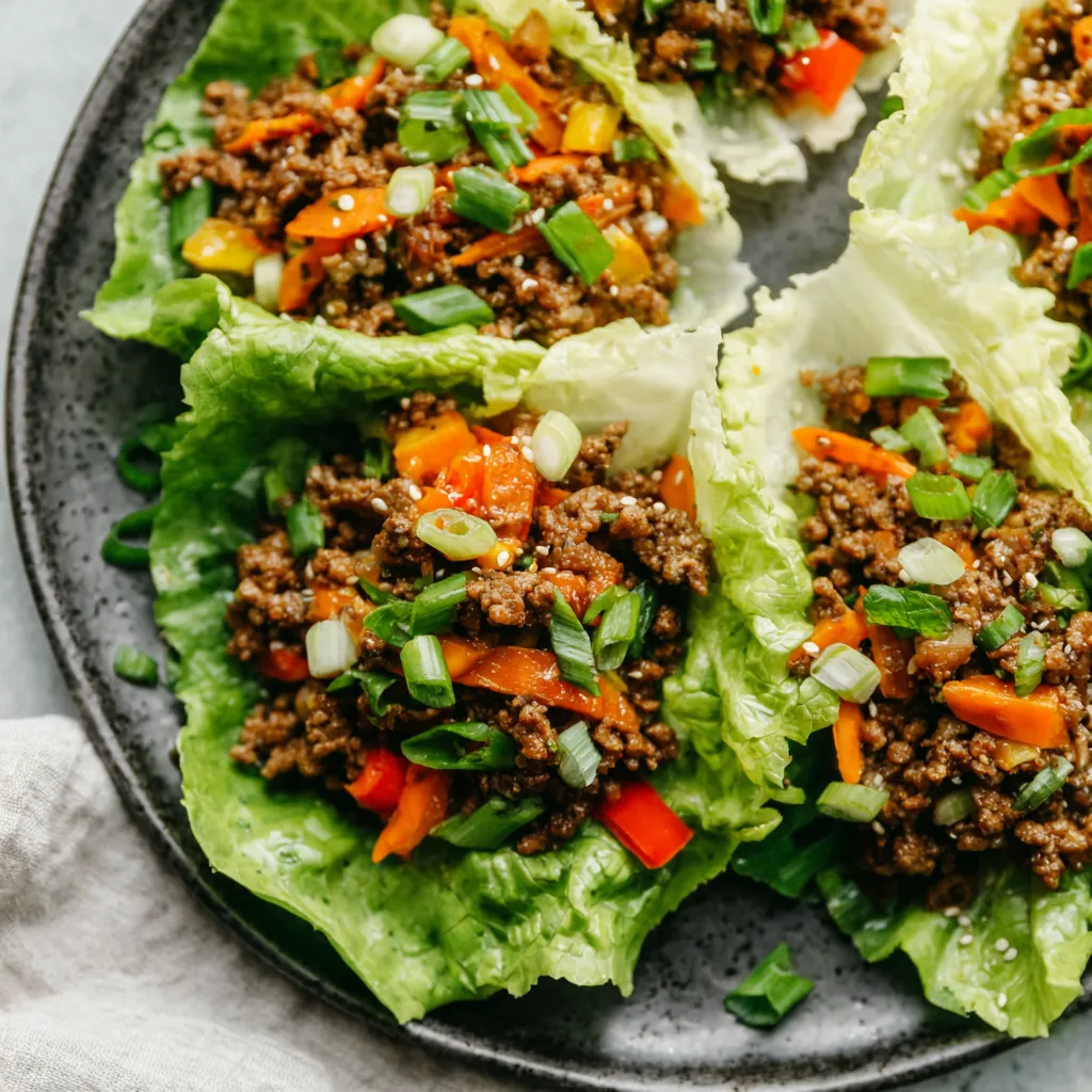 EASY ASIAN-STYLE GROUND BEEF LETTUCE WRAPS