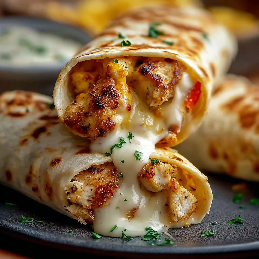 EASY CHEESY GARLIC CHICKEN WRAPS