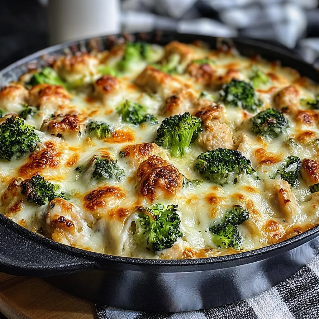 EASY CHICKEN ALFREDO BROCCOLI BAKE