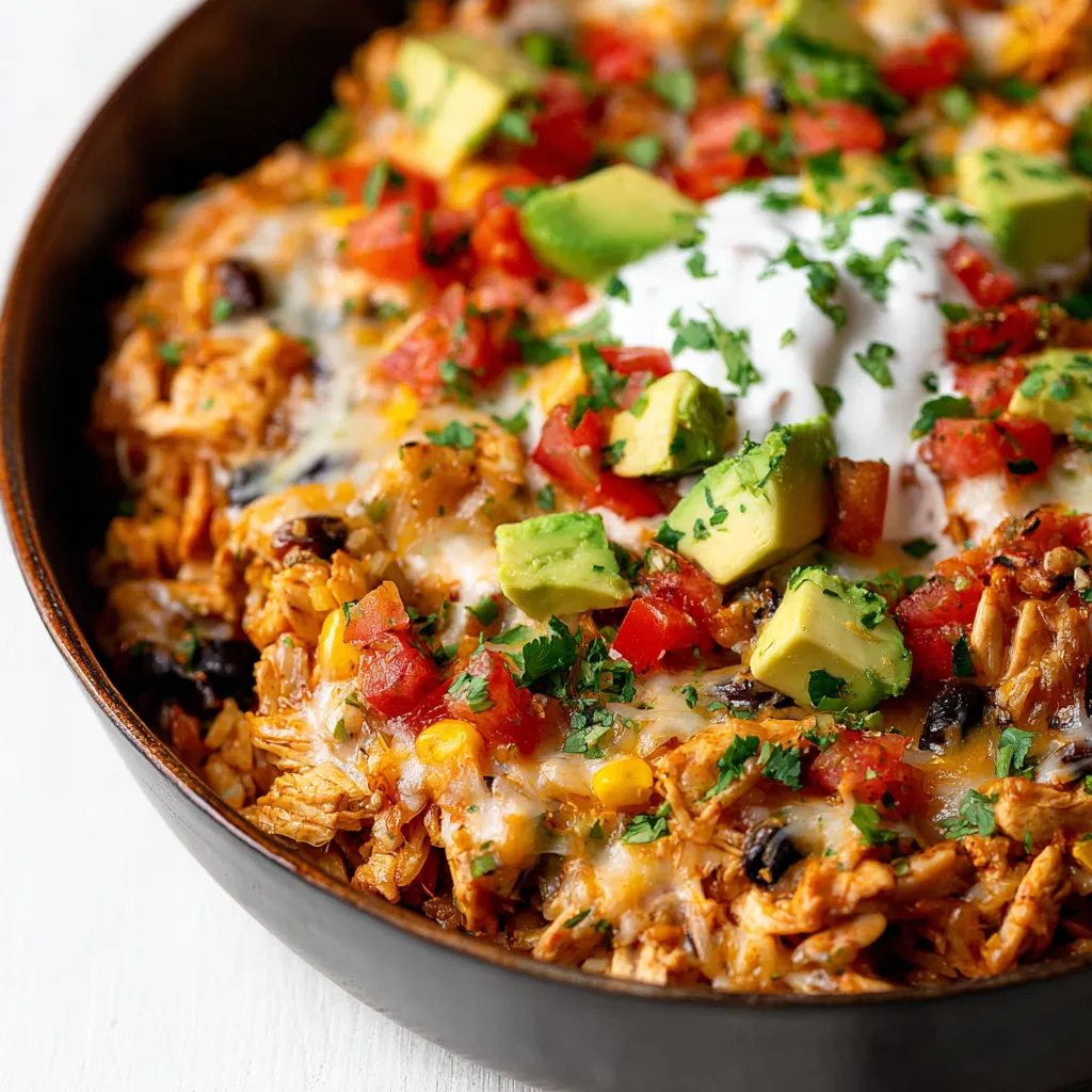 EASY CHICKEN BURRITO CASSEROLE 1 A delicious Chicken Burrito Casserole is shown as the featured image for this recipe.