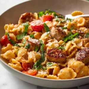 Delicious Chicken Sausage Pasta served as a featured image for a recipe article.