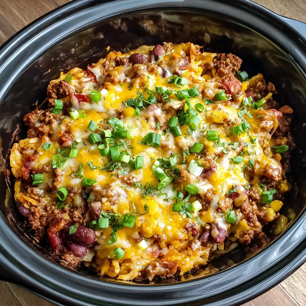 EASY SLOW COOKER TACO CASSEROLE