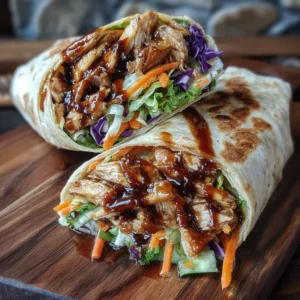 EASY TERIYAKI CHICKEN WRAP 2 Delicious Teriyaki Chicken Wrap is featured in this appetizing image.