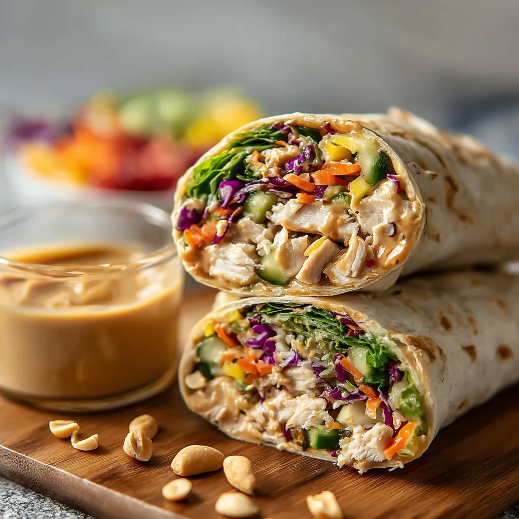 EASY THAI PEANUT CHICKEN WRAPS