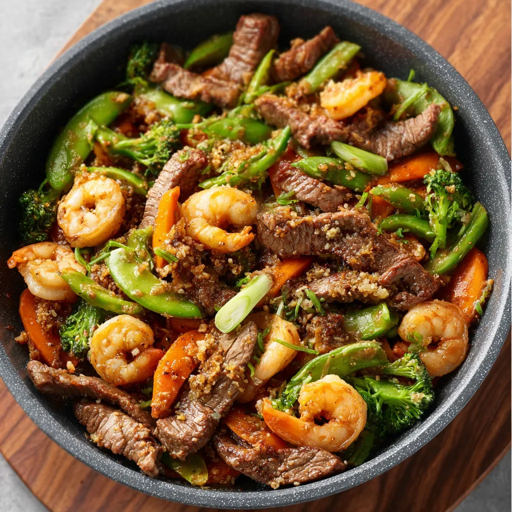 Error: Could not generate title for Steak & Shrimp Stir-Fry
