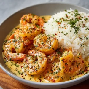 GARLIC BUTTER SHRIMP WITH RICE BEST 2 Garlic Butter Shrimp With Rice, a delicious and flavorful dish, is beautifully presented as a featured image.