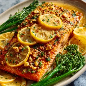 GARLIC LEMON SALMON BEST RECIPE 2 Featured image of delicious Garlic Lemon Salmon cooked to perfection.