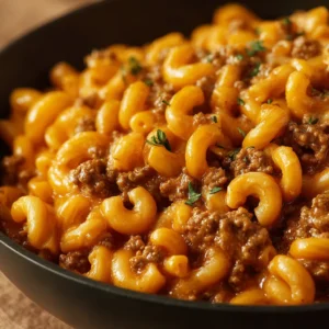 GLUTEN FREE HAMBURGER HELPER EASY 2 A delicious bowl of Gluten Free Hamburger Helper, showcasing a comforting and allergy-friendly meal.