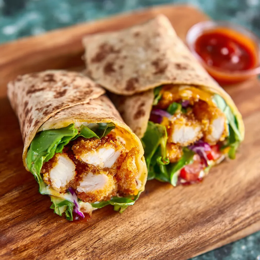 IRRESISTIBLE AIR FRYER CHICKEN MOZZARELLA WRAPS 1 Close-up of delicious Air Fryer Chicken Mozzarella Wraps, showcasing the golden-brown, crispy exterior and melted cheese filling.