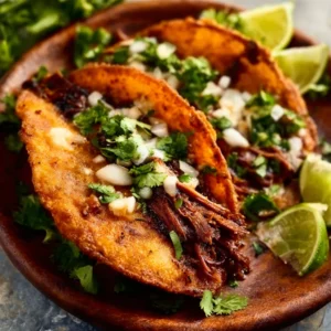 IRRESISTIBLE BIRRIA TACOS RECIPE 2 A close-up showcases the delicious, cheesy, and flavorful Birria Tacos, the perfect featured image for this article.