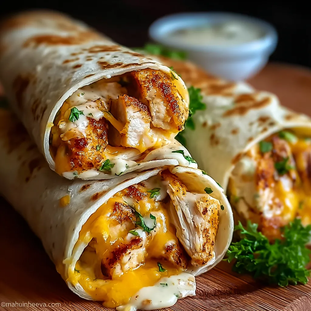 IRRESISTIBLE CHEESY GARLIC CHICKEN WRAPS