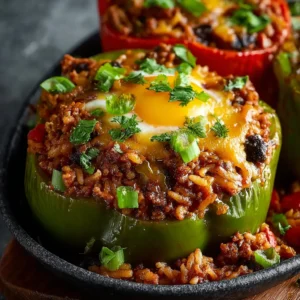 IRRESISTIBLE HIGH PROTEIN UNSTUFFED PEPPERS 2 A delicious close-up shows vibrant and colorful Unstuffed Peppers, ready to be served.