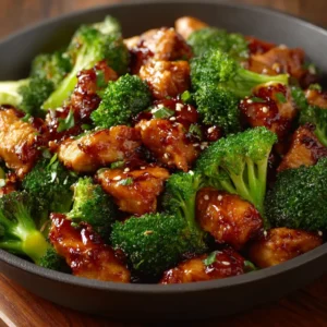 IRRESISTIBLE STICKY HONEY GARLIC CHICKEN BROCCOLI 2 Sticky Honey Garlic Chicken Broccoli is showcased in this appetizing featured image.