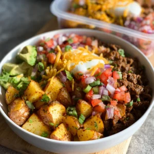 LOADED POTATO TACO BOWL MEAL PREP EASY 2 Loaded Potato Taco Bowl Meal Prep featured image showcasing a delicious and healthy meal prep recipe.