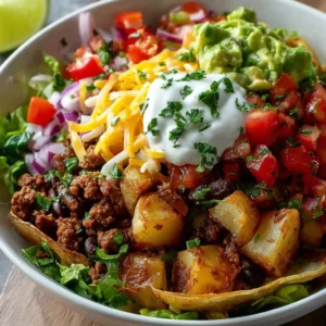 LOADED POTATO TACO BOWL ULTIMATE 2 A delicious Loaded Potato Taco Bowl is shown as the featured image for this recipe.