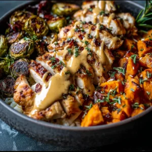 MAPLE DIJON CHICKEN SWEET POTATO BOWLS ULTIMATE 2 Maple Dijon Chicken Sweet Potato Bowls are shown as a delicious and healthy featured image.