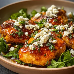PERFECT HOT HONEY FETA CHICKEN 2 Close-up of flavorful Hot Honey Feta Chicken, the featured dish in this article.