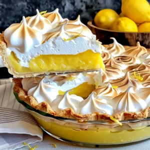 PERFECT LEMON MERINGUE PIE 2 A close-up shot showcases a delicious Lemon Meringue Pie with its golden crust and perfectly browned meringue peaks.