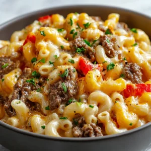 PERFECT PHILLY CHEESESTEAK MAC 2 A close-up featured image showcasing a delicious Philly Cheesesteak Mac with melted cheese and sliced steak.