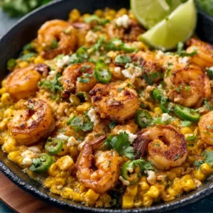 SPICY MEXICAN STREET CORN AND SHRIMP AMAZING 2 Spicy Mexican Street Corn and Shrimp is beautifully displayed in this vibrant featured image.