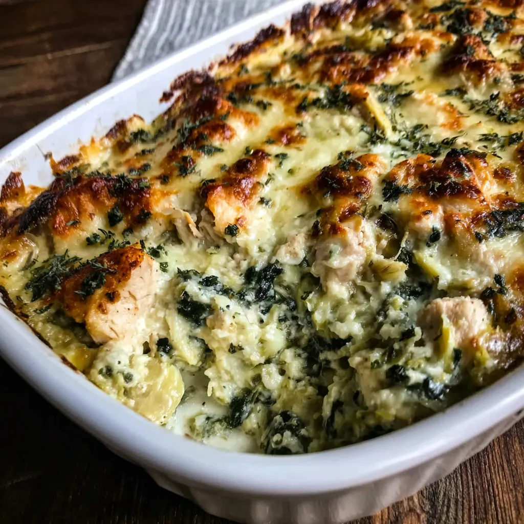 SPINACH ARTICHOKE CHICKEN CASSEROLE ULTIMATE