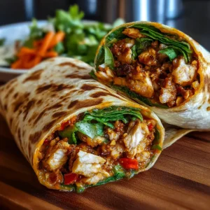 SWEET CHILI CHICKEN WRAPS IRRESISTIBLE 2 Close-up shot of delicious Sweet Chili Chicken Wraps, perfect for a quick and flavorful meal.