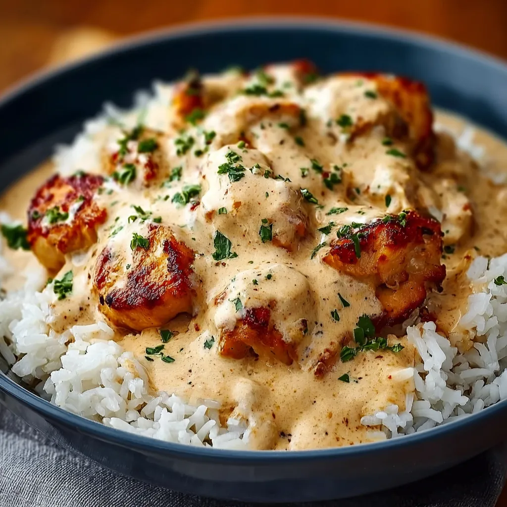 ULTIMATE CREAMY SMOTHERED CHICKEN AND RICE