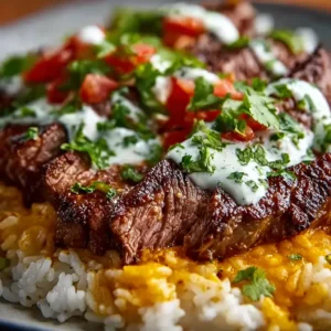 ULTIMATE STEAK & QUESO RICE 2 A close-up shot of a delicious plate of Steak & Queso Rice, showcasing the melted cheese and tender steak.