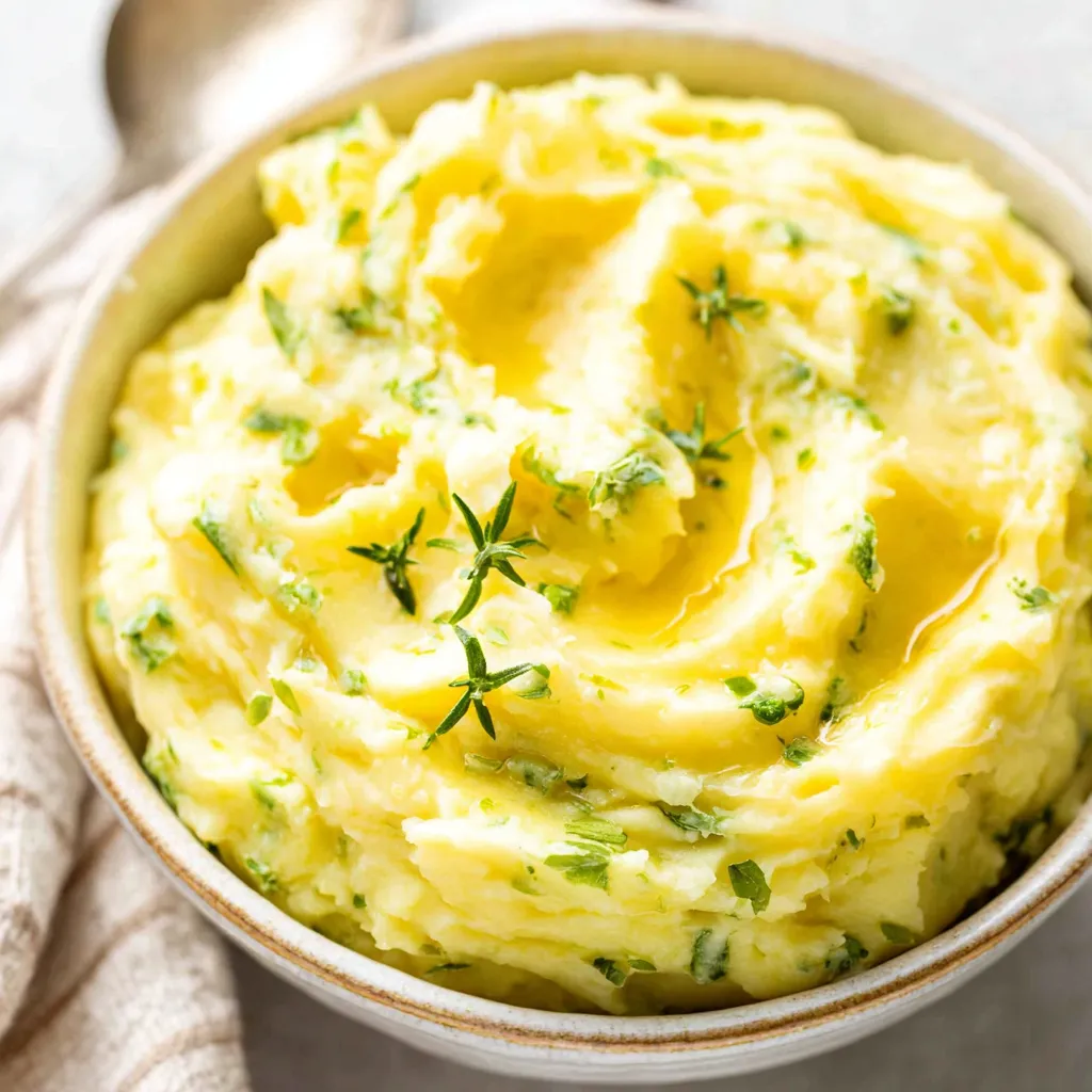 Close-up of creamy Irish Mashed Potatoes, also known as Colcannon, ready to be served as part of a traditional Irish meal.