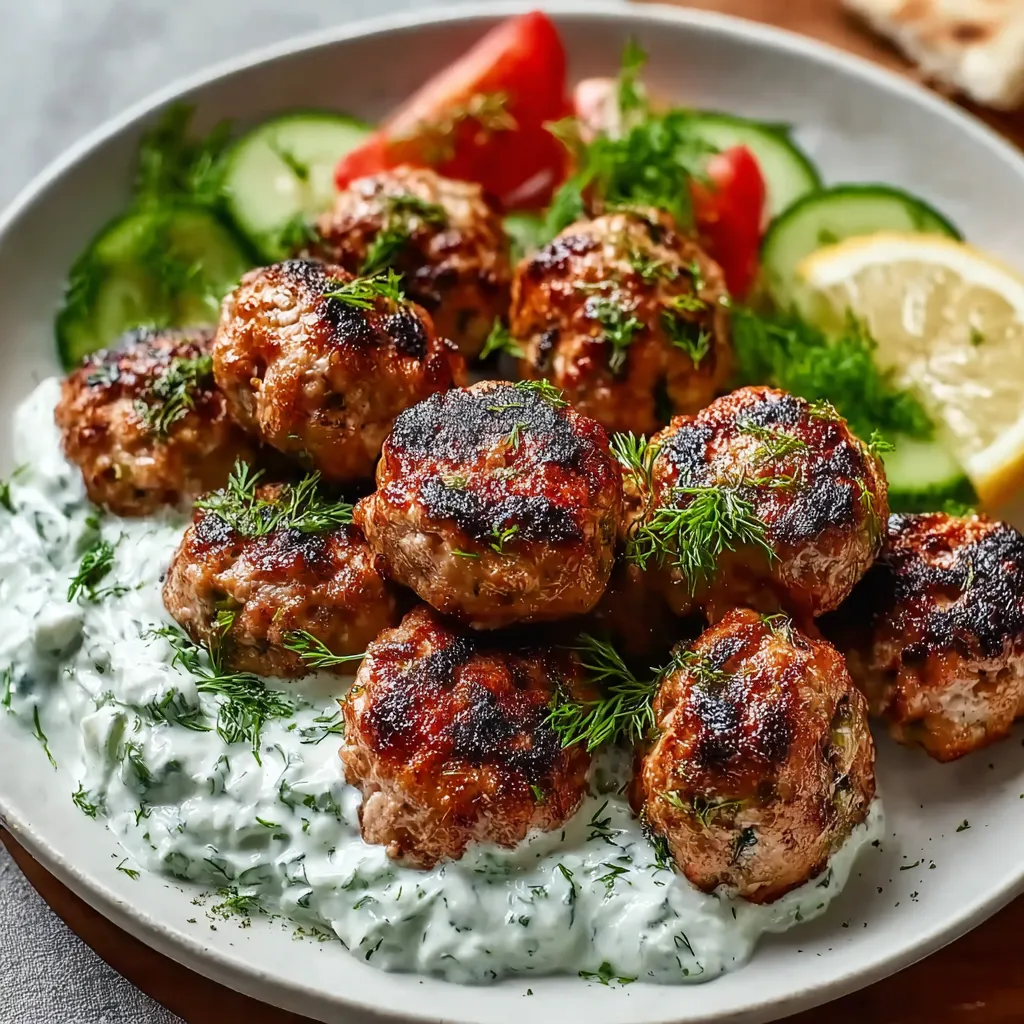 Close-up showing prepared Greek Turkey Meatballs in a bowl, ready to be served as part of a meal.