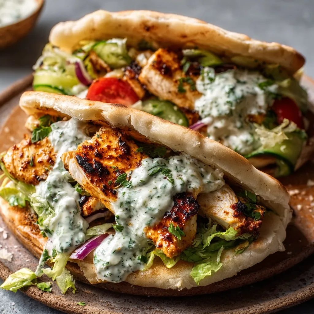 Close-up of colorful Sheet Pan Chicken Pitas featuring seasoned chicken and fresh vegetables.