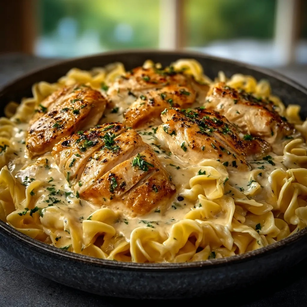 CHICKEN BUTTERED NOODLES SILKY WEEKNIGHT PERFECTION 1 Creamy Chicken Buttered Noodles, a comforting and delicious family meal.